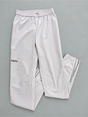 SWIX White Nordic Cross Country Ski Warmup Pants Ankle Zip Athletic Wear Size M